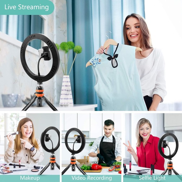 NIB-Ring Light 10in  LED Selfie Ring Light with Tripod & Wireless Remote Control - Picture 7 of 11
